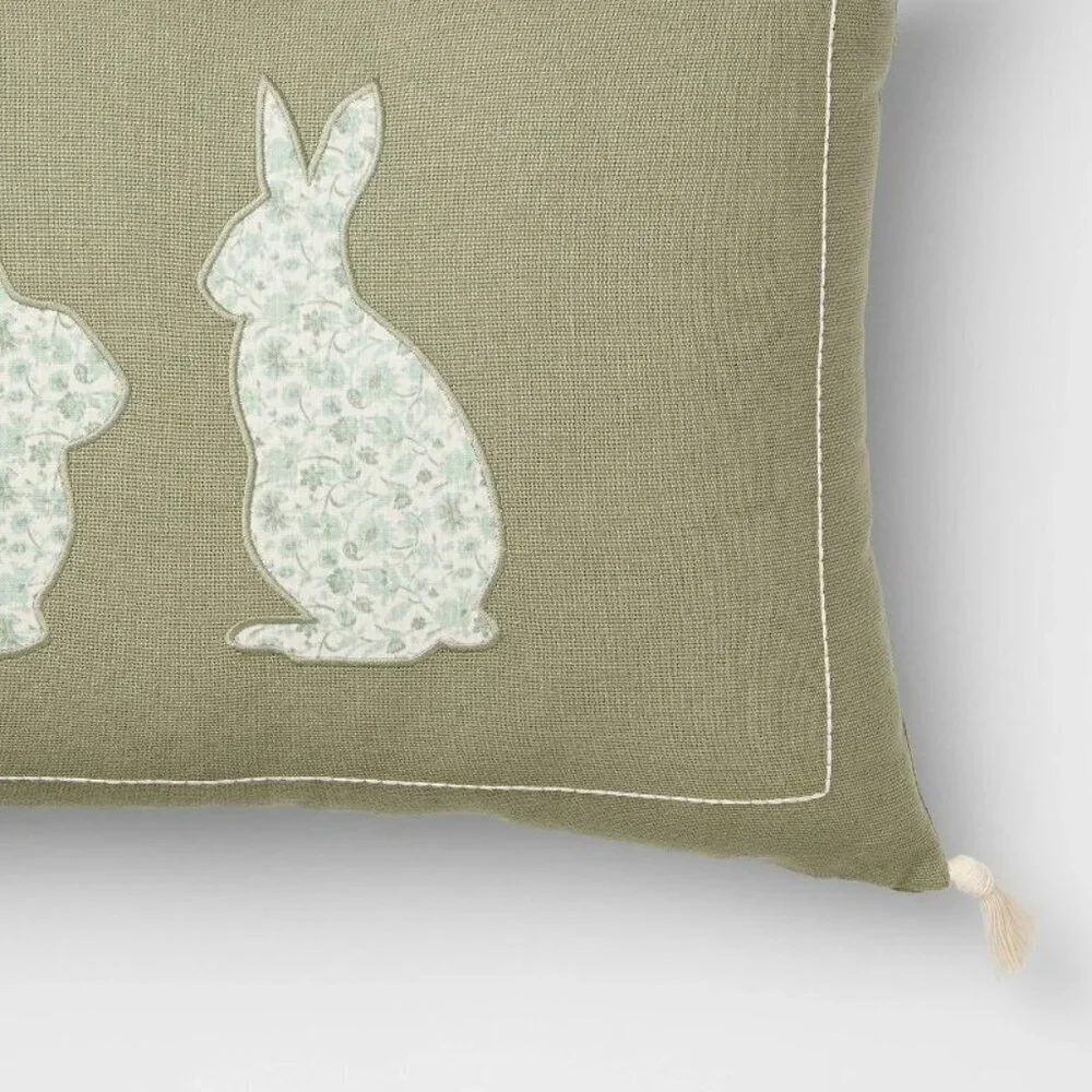 Lumbar Easter Bunny Applique‎ with Tassels Pillow - Threshold Studio McGee